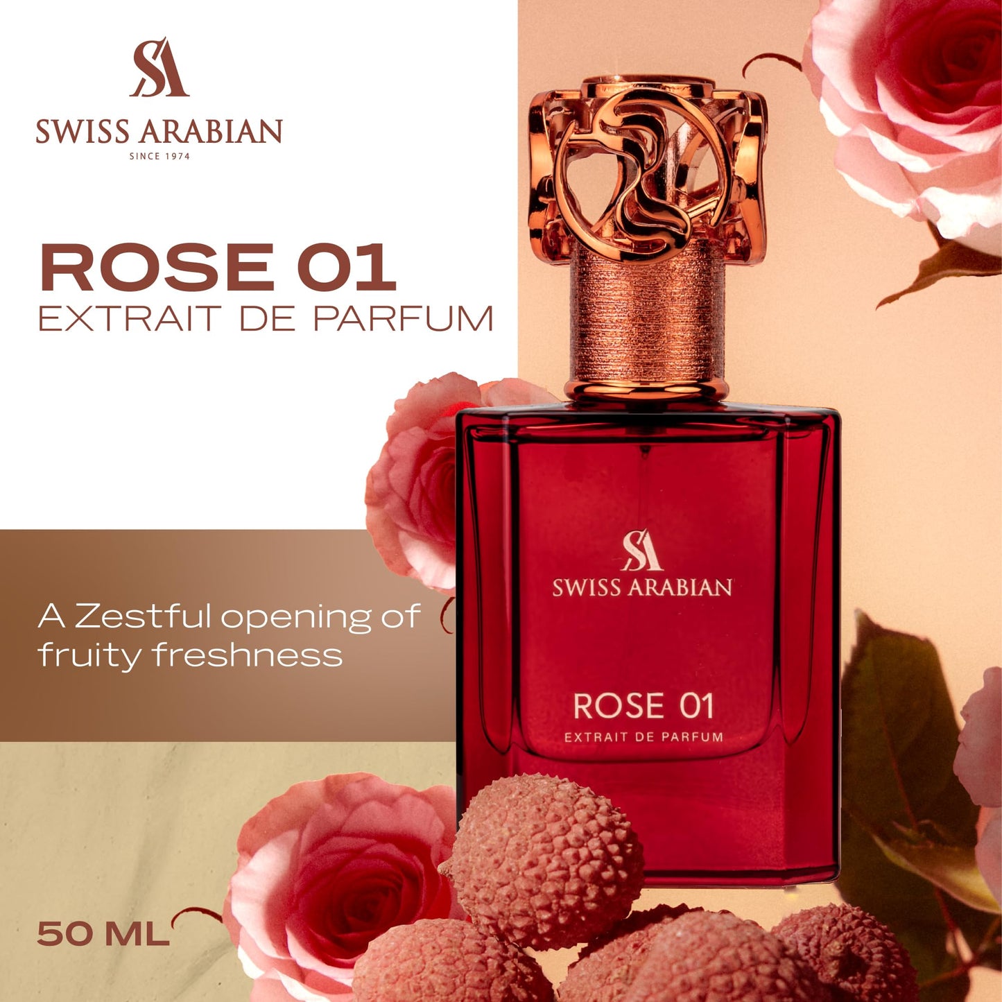 Swiss Arabian Rose 01 - Luxury Products From Dubai - Long Lasting, Addictive Personal EDP Spray Fragrance - Seductive Signature Aroma - 1.7 Oz - Medaid International