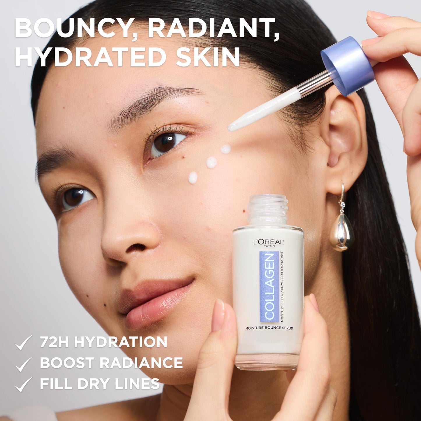 L'Oreal Paris Collagen Moisture Filler Moisture Bounce Face Serum, Glow Serum with Collagen, Glycerin, and Squalane for Bouncy, Radiant, Hydrated Skin - Medaid International