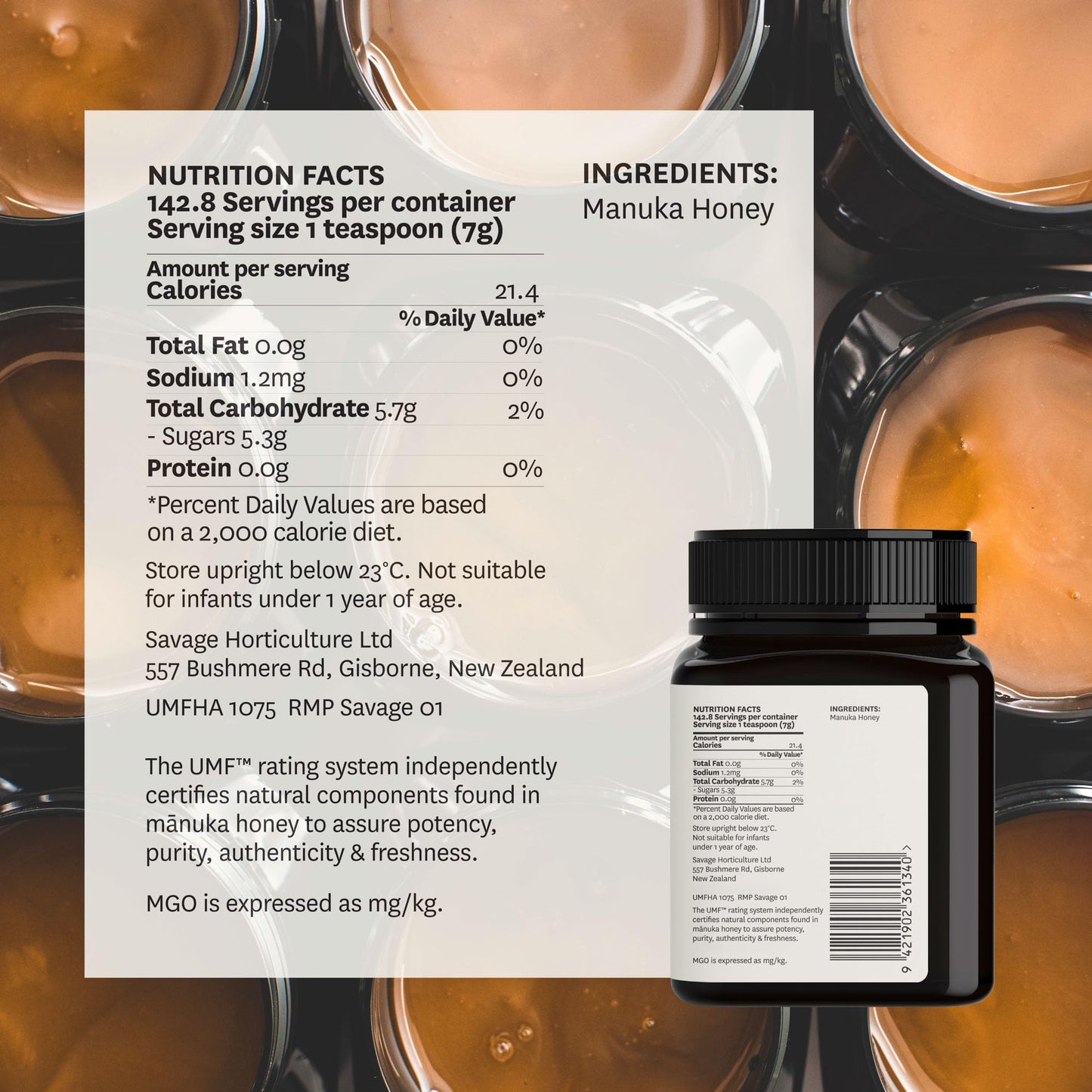 WildCape Manuka Honey Certified UMF 10+/MGO 263+ - 100% Pure, Raw, Unpasteurized, Non-GMO, Made in New Zealand - 35.2 oz (Pack of 1) - Medaid International