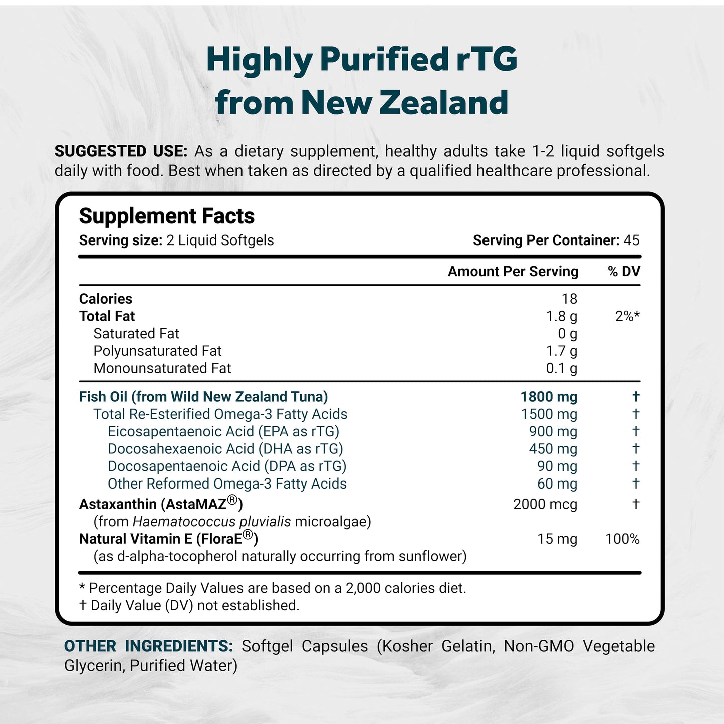 Naturalis Ultimate rTG Omega 3 Fish Oil 1800mg from Wild New Zealand Tuna - Full Spectrum Omega3s EPA, DHA & DPA - Sustainably Sourced, Non-GMO, Gluten Free - 90 Softgels - Medaid International