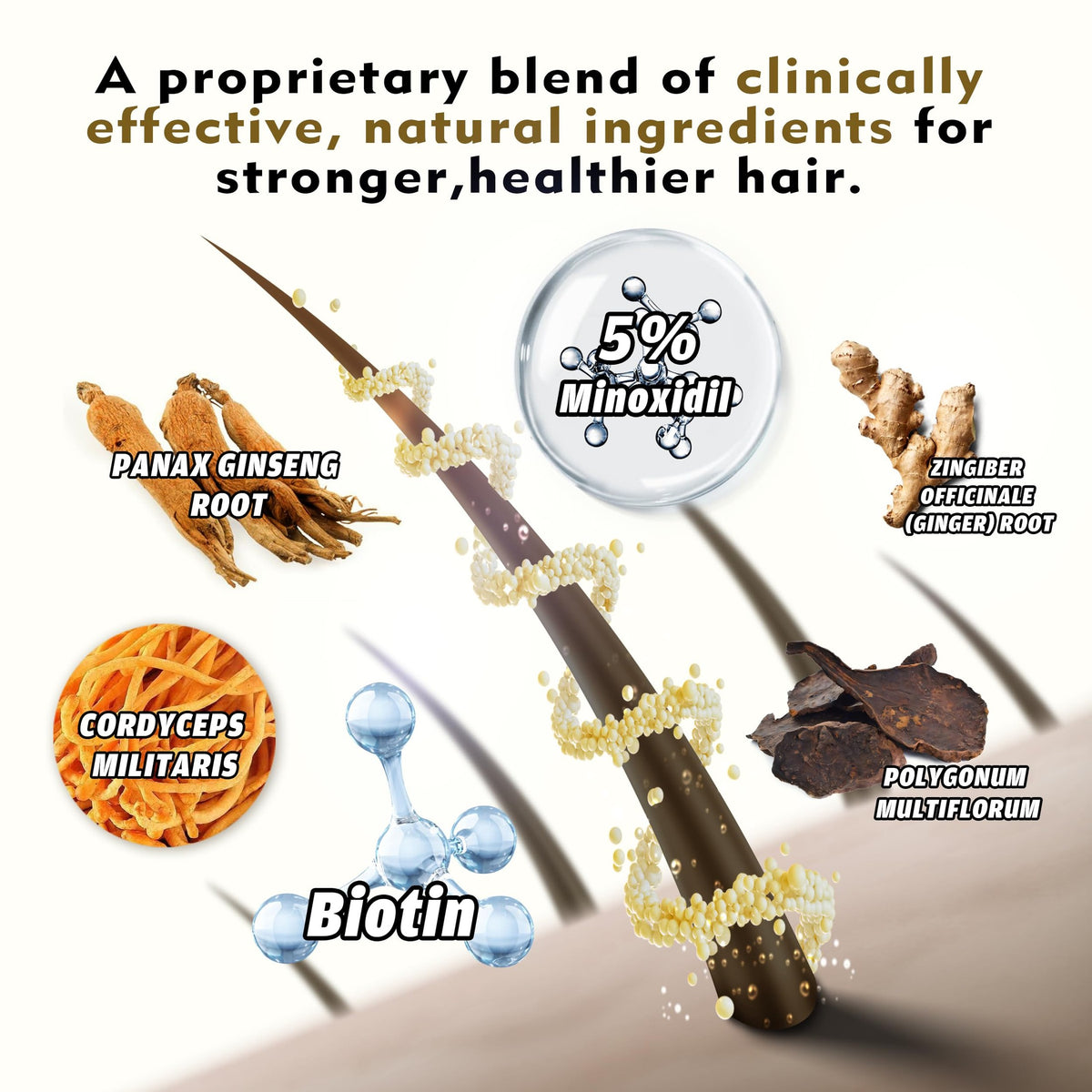 Hair Growth Serum Minoxidil Applicator - 2 in 1 Scalp Applicator with 5% Biotin Growth Oil Non-Greasy for Women Men Hair Regrowth (15ML, Unscented) - Medaid International