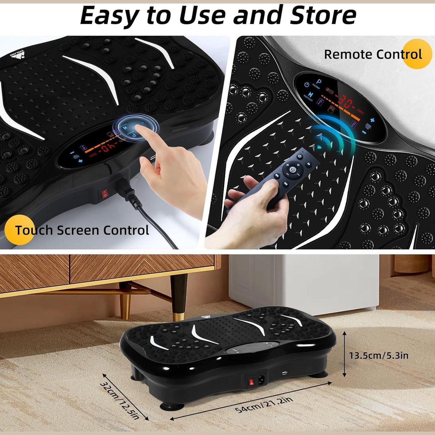 EVOLAND Vibration Plates, Vibration Fitness Exercise Machine for Home Use, with Bluetooth Speaker, 5 Program Modes, 2 Resistance Bands, Vibration Fitness Trainer, 330lb Max Load (B)