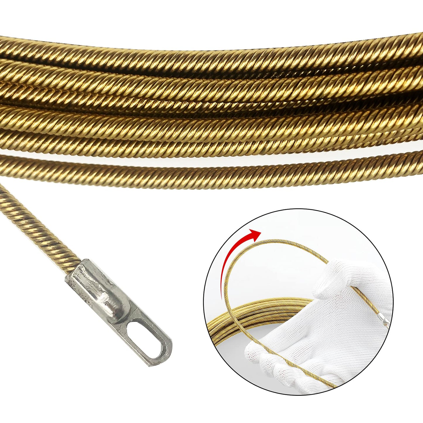VGongTech 100ft Electrical Spring Wire Threader Fish Tape Fastener Cable Wire Puller Tool Upgraded 6 Cores Larger Leader Hole Electrician Threading Device - Medaid International