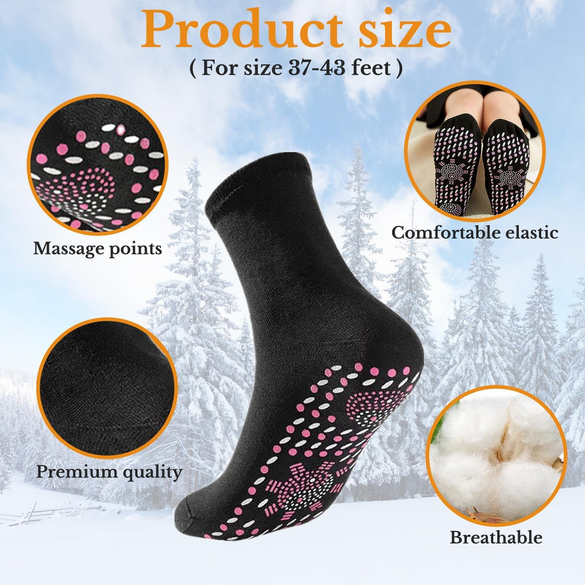 KASTWAVE Self Heating Socks, Magnetic Socks, Heated Socks, Comfortable Breathable Magnetic Massage Socks for Men and Women Outdoor, Winter Cold Feet Camping Hiking Riding Motorcycle Warm Socks