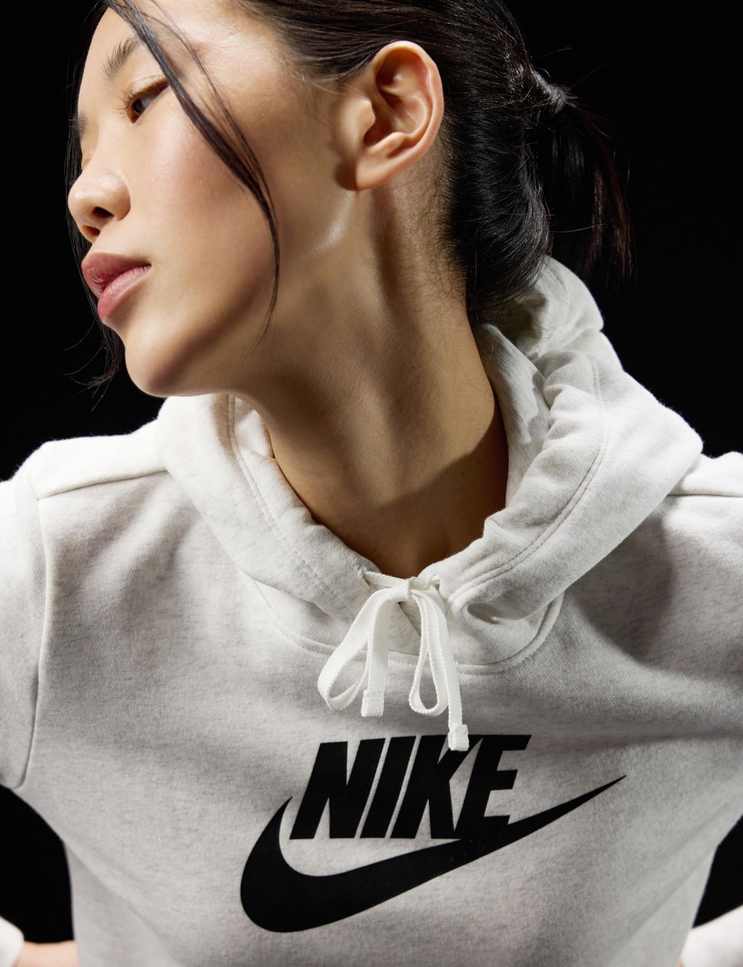 Nike Women's Sportswear Club Fleece Logo Pullover Hoodie, Birch Heather/Black, Large - Medaid International
