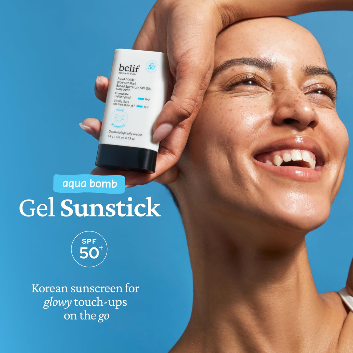 belif Aqua Bomb Niacinamide Sunscreen Stick SPF 50+ PA++++ – Korean Sunstick for Face with Hyaluronic Acid, No White Cast, Lightweight Velvet Finish, Daily UV Protection, Semi-Matte Glow, 0.63 oz - Medaid International