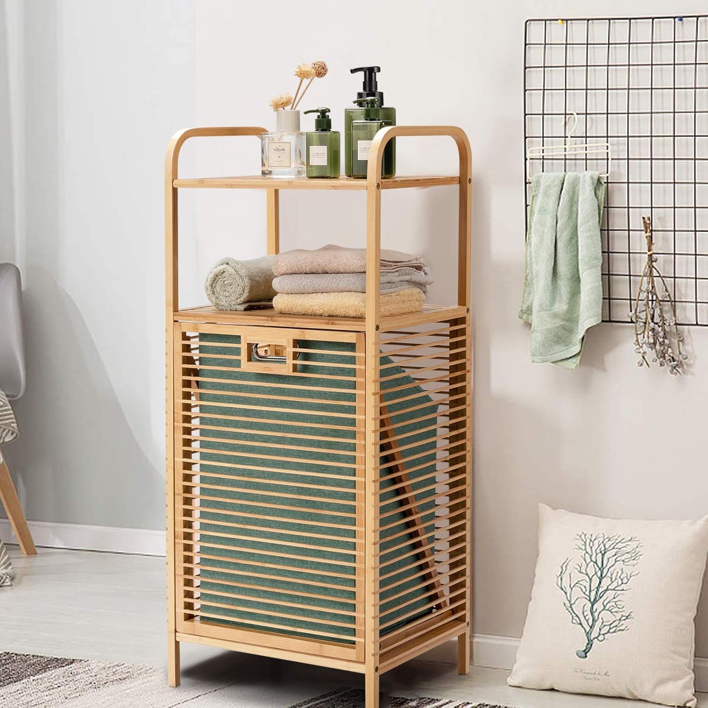 Costway Tilt Out Bamboo Shelf