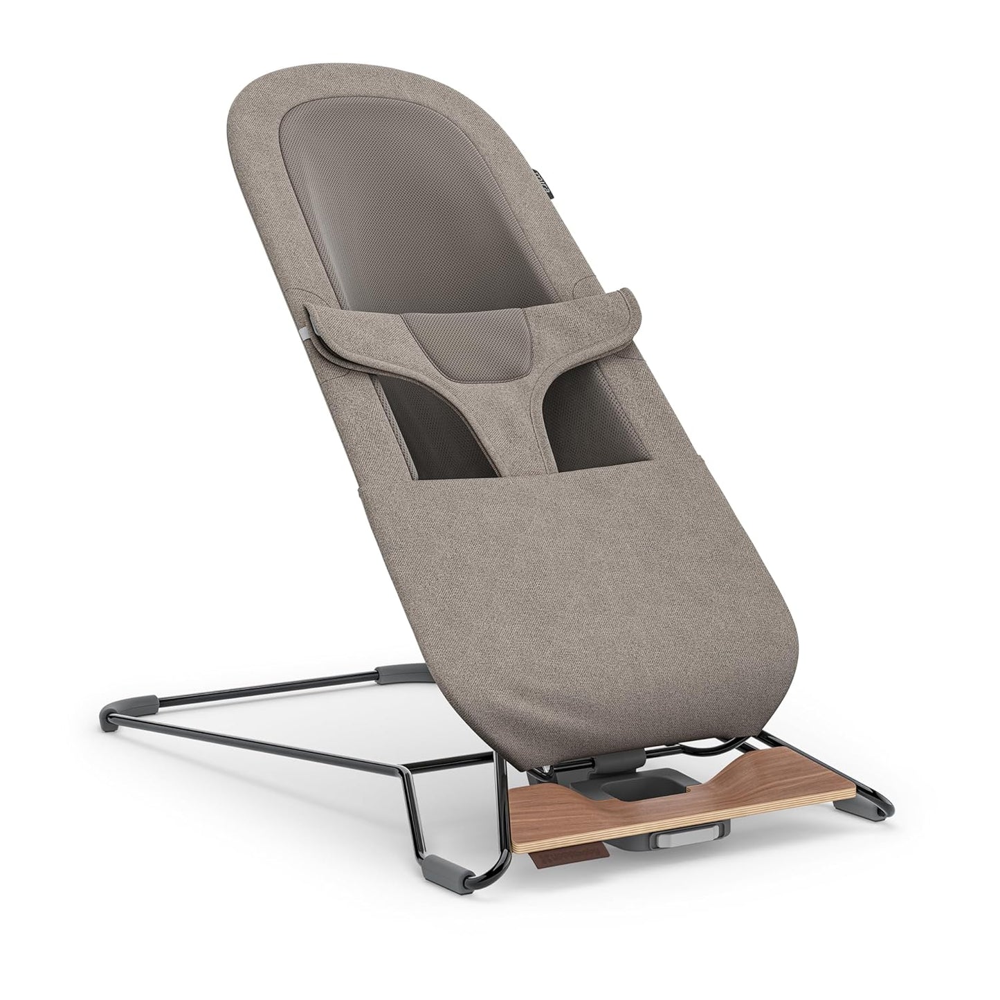 UPPAbaby Mira Bouncer/Portable 2-in-1 Bouncer + Seat Grows With Your Baby/GREENGuard® Gold, JPMA + FSC® certified/Cozy Seat Liner + Storage Bag Included/Charlie (Sand Mélange/Black Chrome/Walnut Wood) - Medaid International