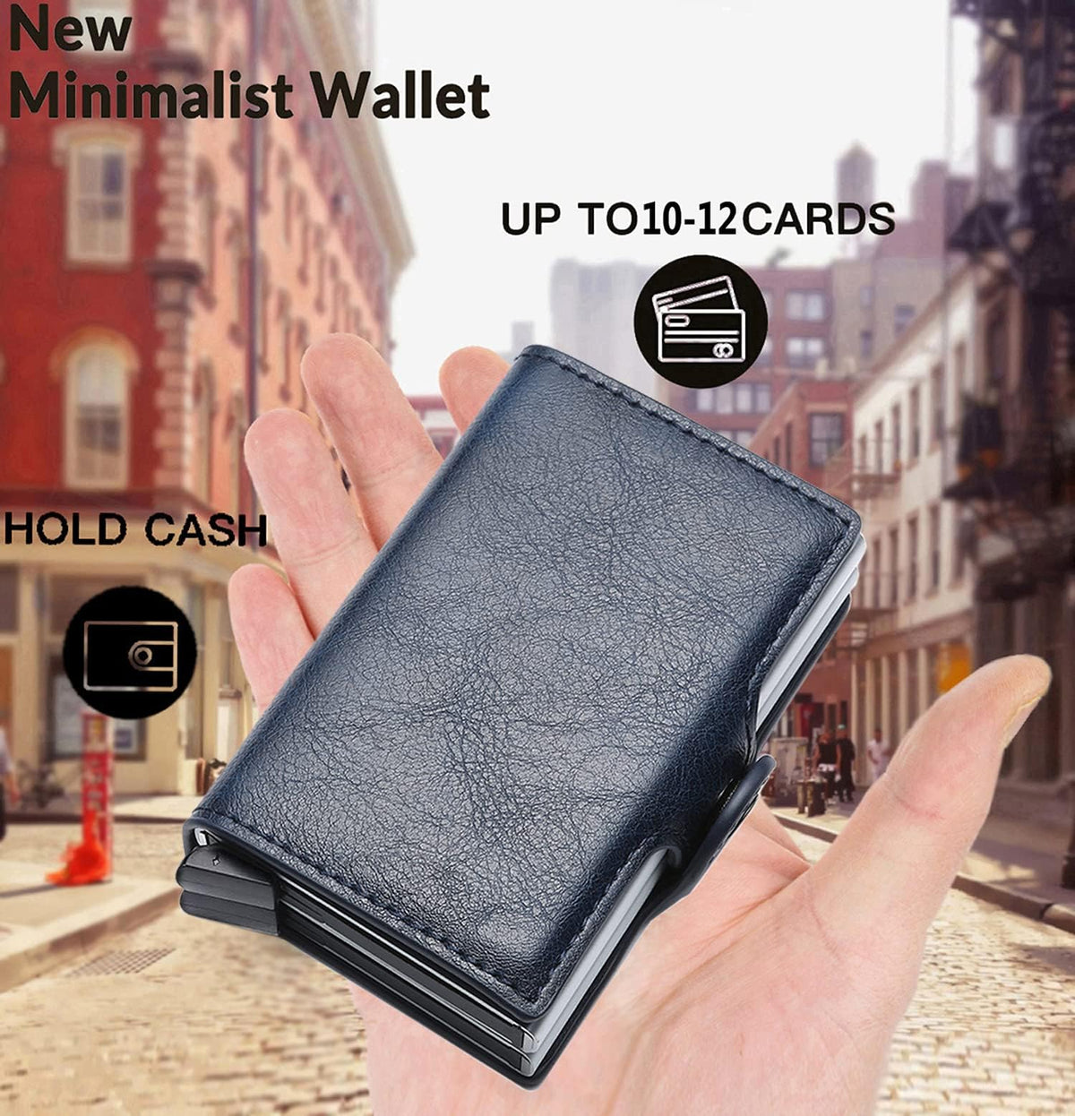 KASTWAVE Card Holder, Men Credit Card Holder, Slim Card Case Front Pocket Anti-theft-RFID Auto Pop up Travel Thin Wallets for Men