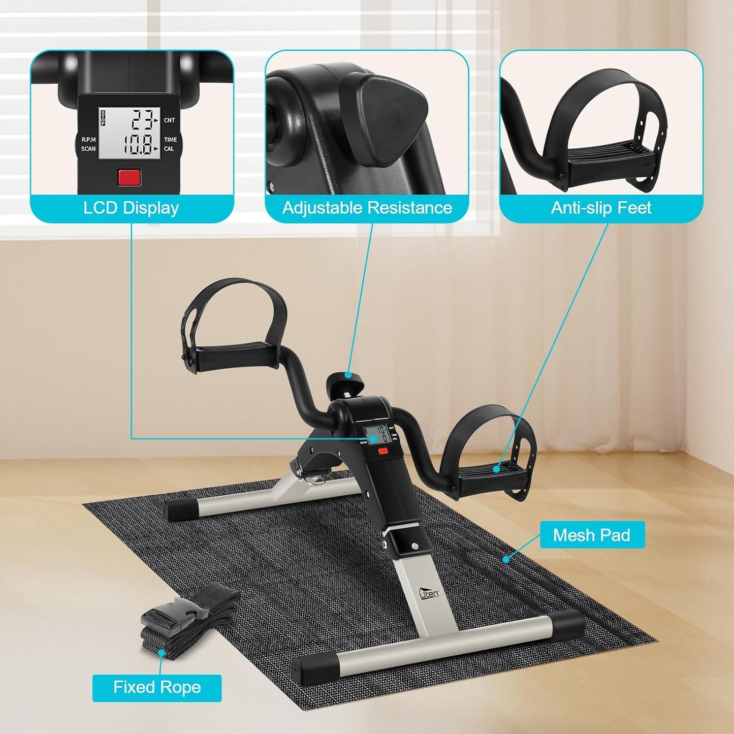 Folding Pedal Exerciser Mini Exercise Bikes Arm and Leg Exercise Peddler Machine