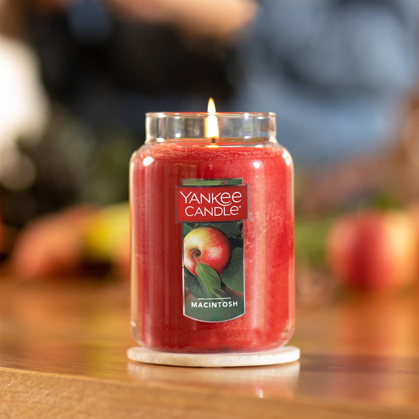 Yankee Candle Macintosh Scented, Classic 22oz Large Jar Single Wick Candle, Over 110 Hours of Burn Time - Medaid International