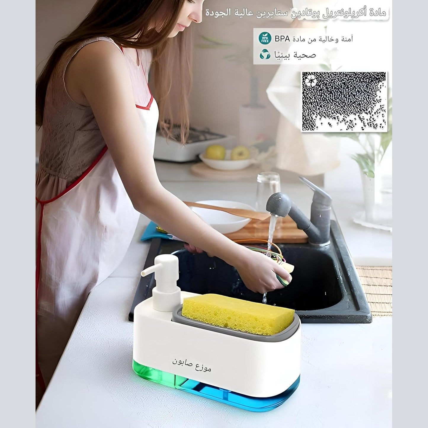 Dual Pump Soap Dispenser with Sponge Holder