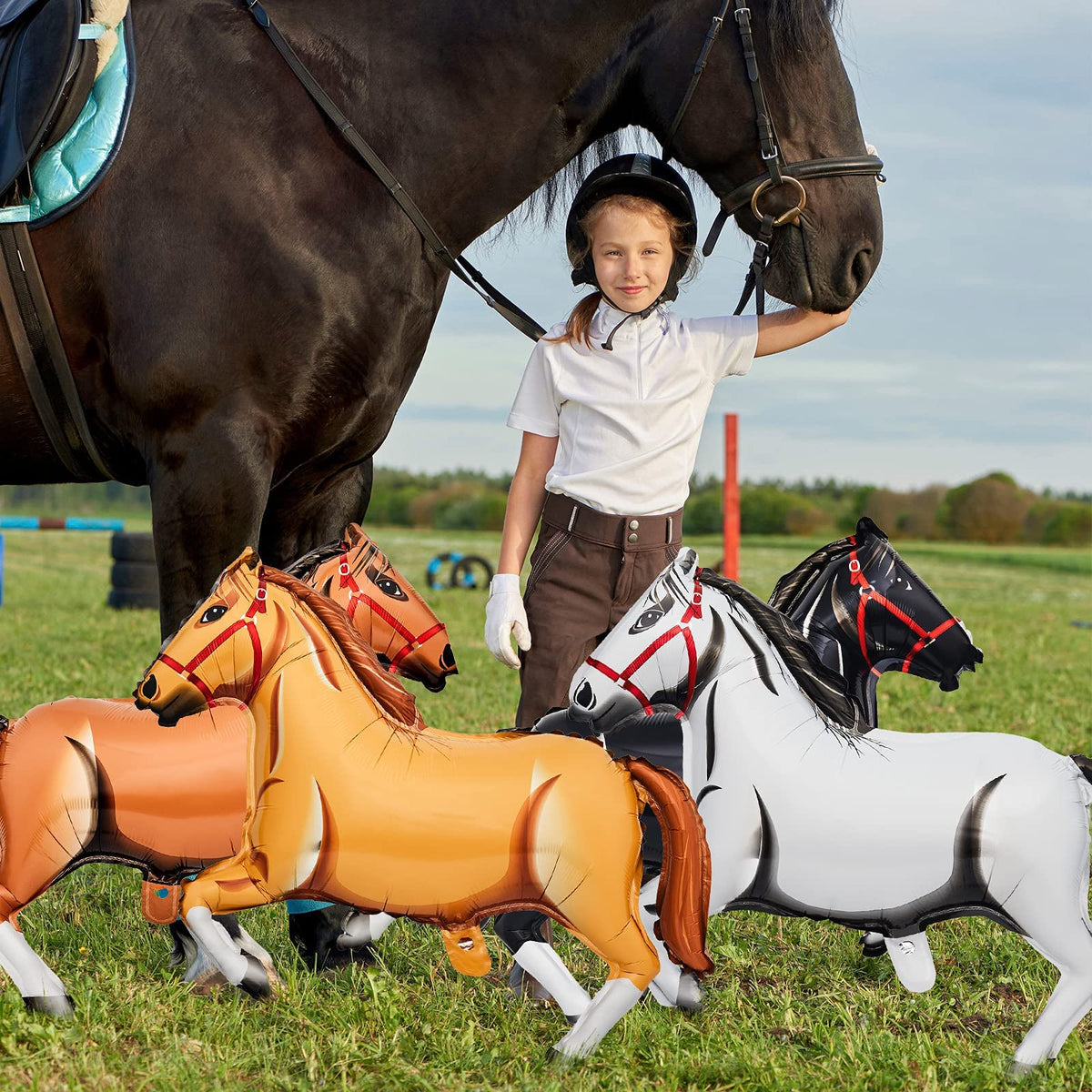 TERRIFI Horse Balloon Set - Horse-Shaped Balloons, Aluminum Foil, Themed Party Decorations for Birthday, Baby Shower, Cowboy Party, 8 Pieces, 30 Inches