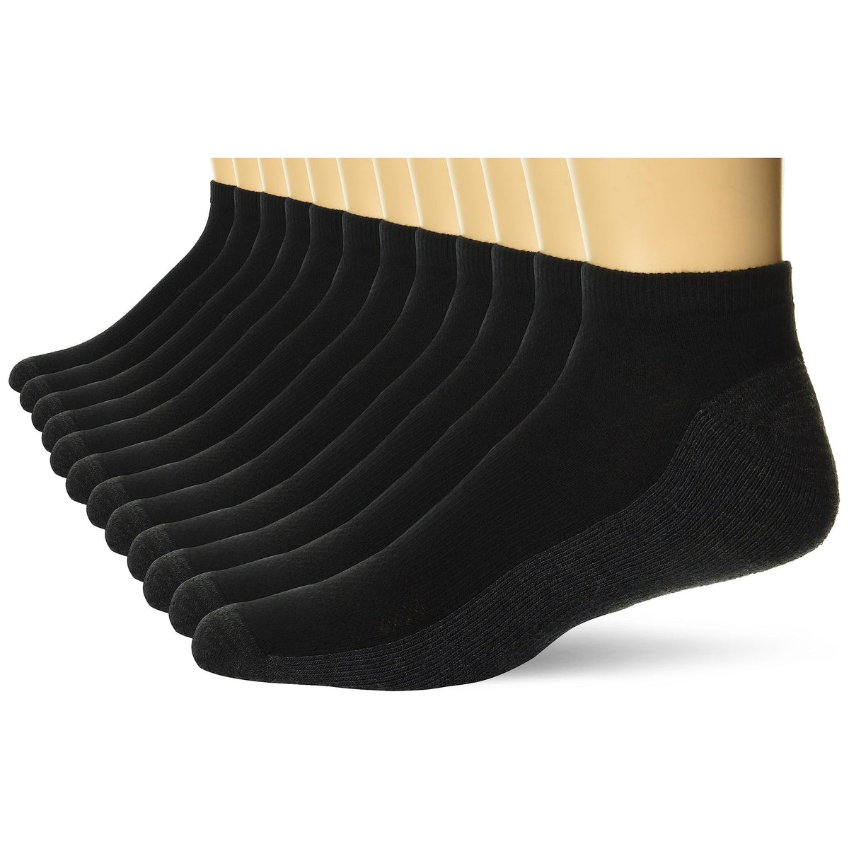 Hanes Mens Socks, X-temp Cushioned Low Cut 12-pack, Black, 6-12 US - Medaid International
