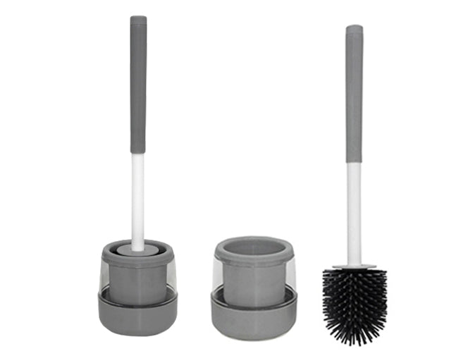 Round Silicone Toilet Brush with Stand