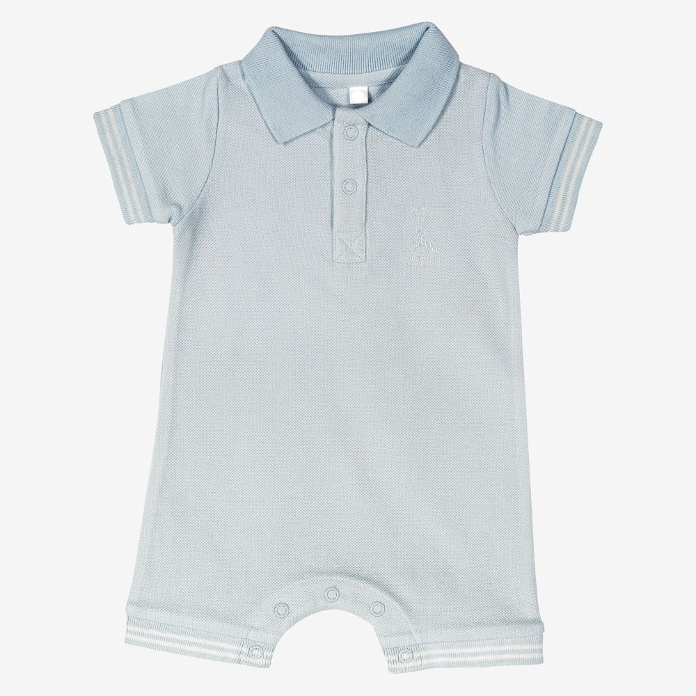 Piqué knit short romper