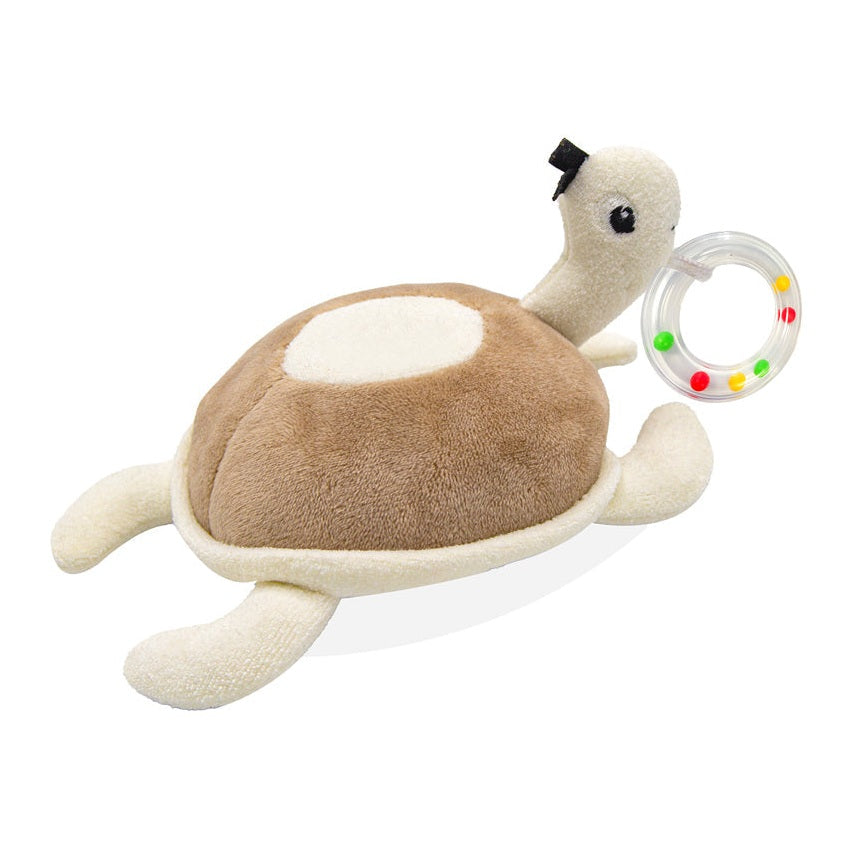 Babyjem Soft Baby Turtle Rattle Toy Brown, Plush Sound Toy