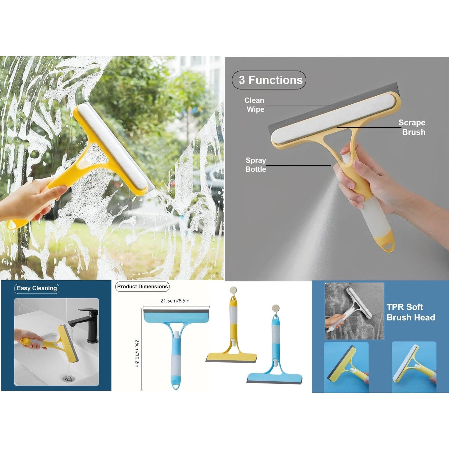 3 in 1 Window cleaner set with Spray Bottle