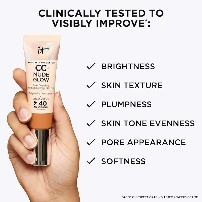 IT Cosmetics CC+ Nude Glow Lightweight Foundation + Glow Serum with SPF 40 and Niacinamide-medium