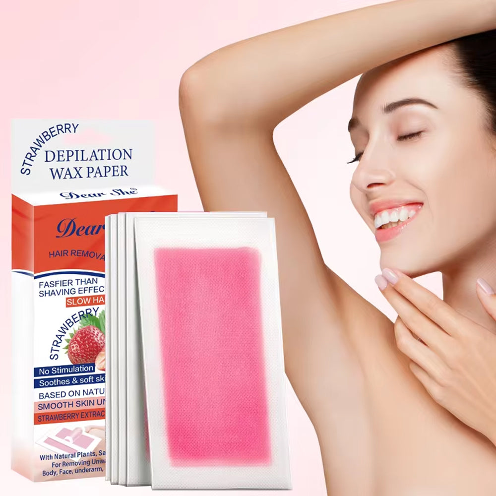(NET) Strawberry Facial Wax Strips For Hair Removal 20 pcs /012018