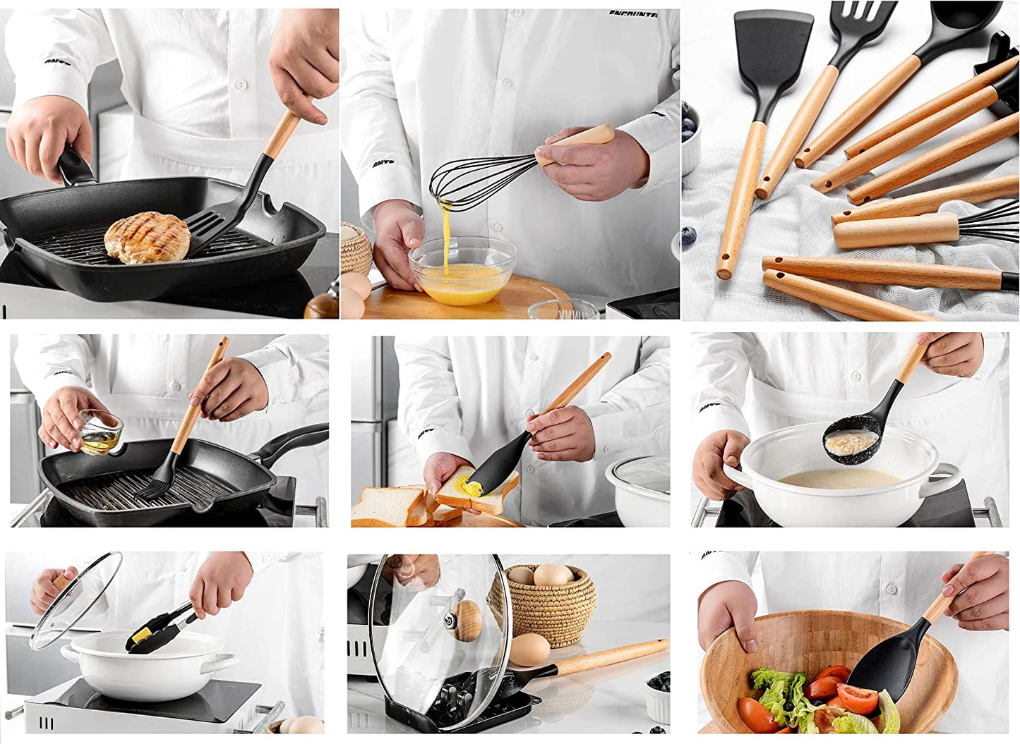 Silicone kitchen utensil set 11pcs (Black)