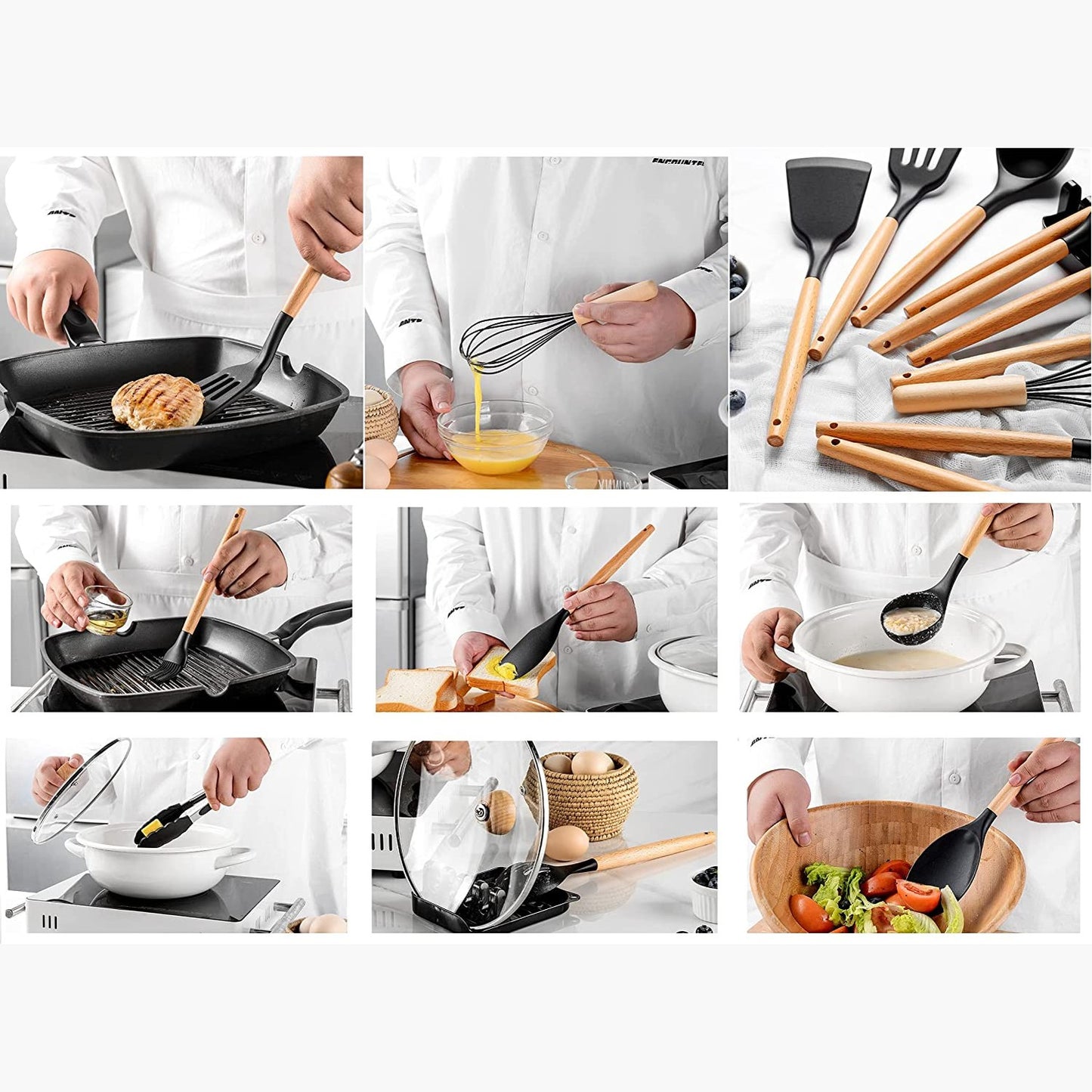 Silicone kitchen utensil set 11pcs (Black)