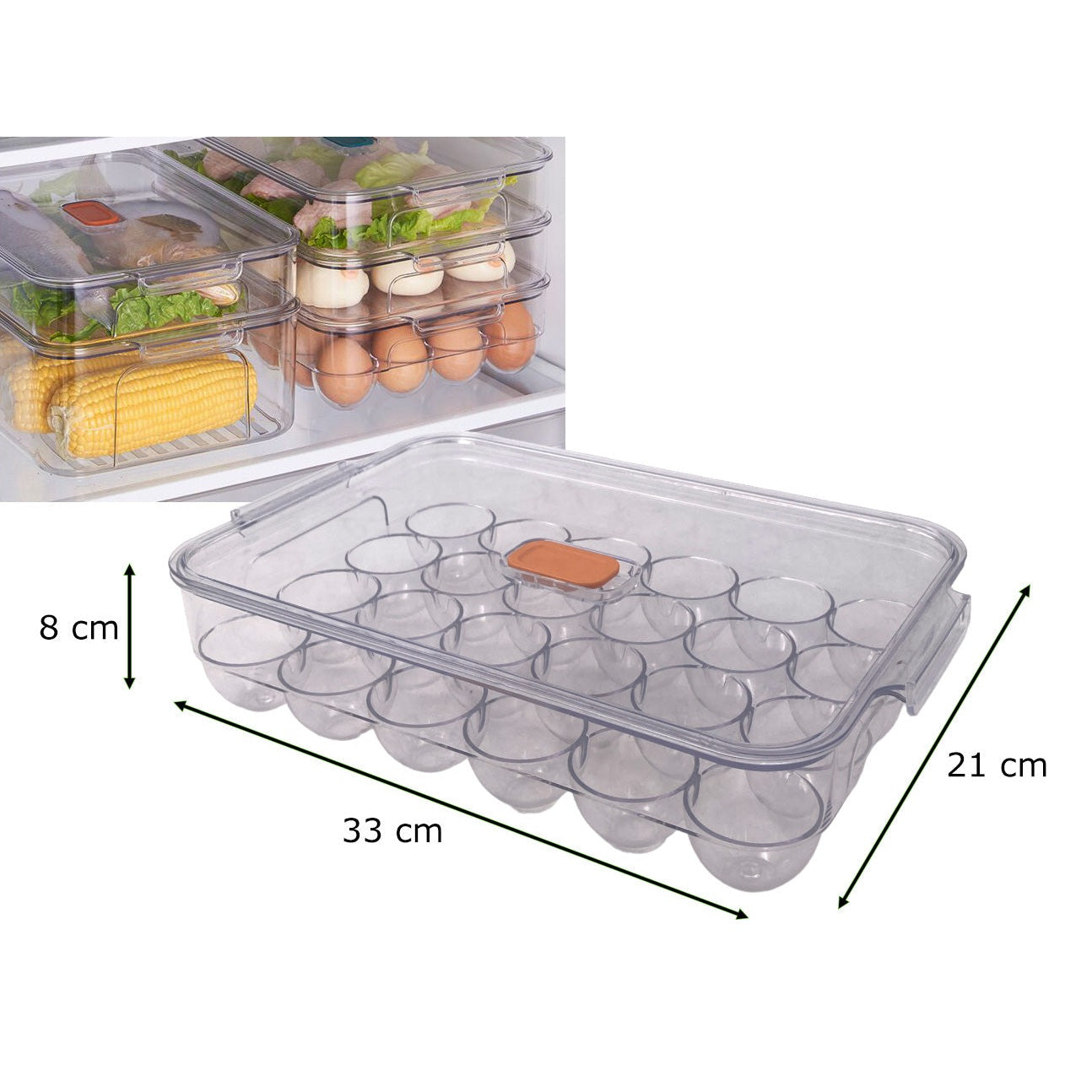 Egg Storage Box with Cover for 24 Eggs