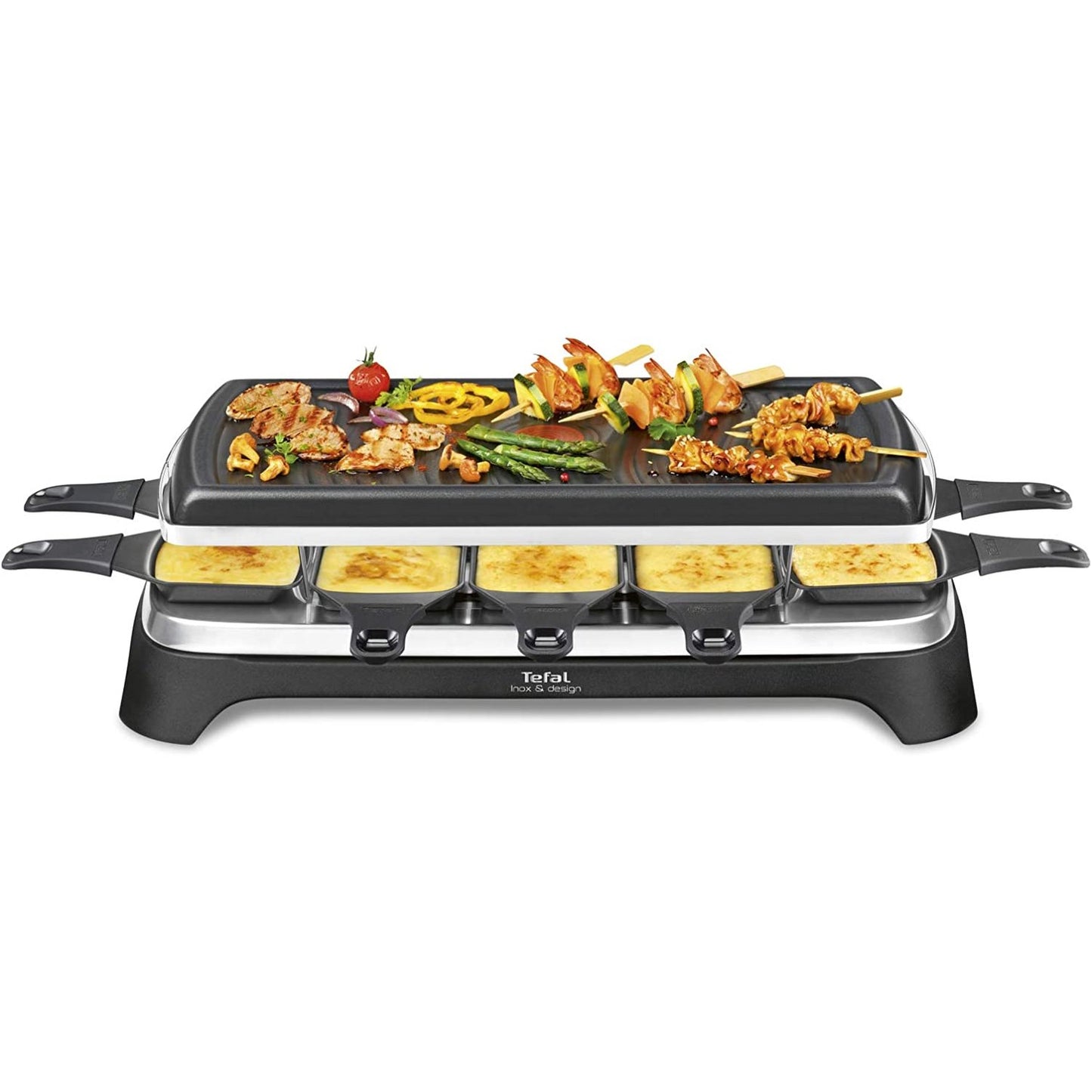Tefal Raclette Pierrade 3 in 1 Stainless Steel 1350W 10 People RE45A812