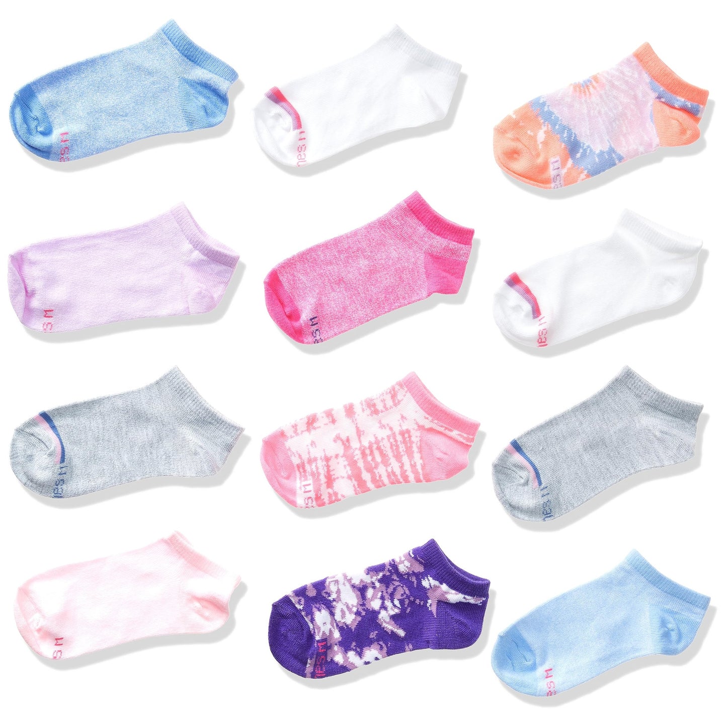 Hanes Girls' Socks, Girls No Show Socks, EZ Sort Fashion No Show Socks for Girls, Assorted Girls' Low-Cut Socks, 12-Pair Pack - Medaid International