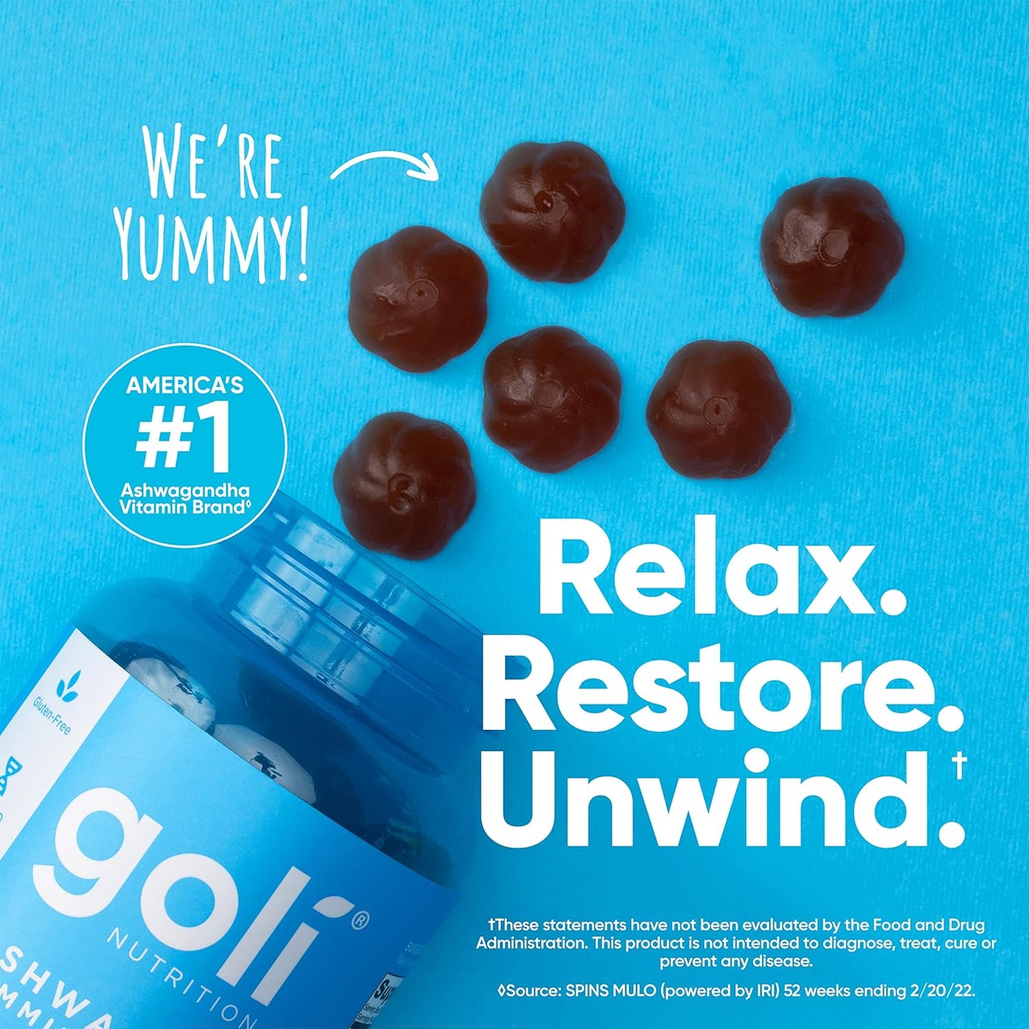 Goli Ashwagandha & Vitamin D Gummy - 300 Count - Mixed Berry, KSM-66, Vegan, Plant Based, Non-GMO, Gluten-Free & Gelatin Free Relax. Restore. Unwind, Pack of 5 - Medaid International