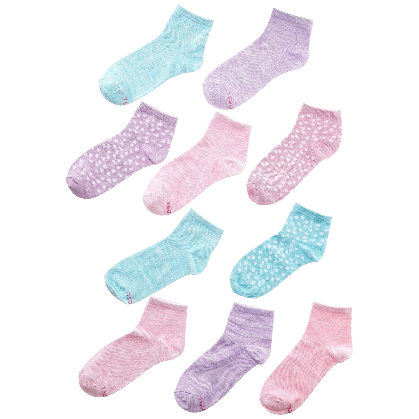 Hanes Girls' Big ComfortSoft Socks, Ankle & No Show Soft Stretch, 10-Pack, Ankle-Pink/Lavender/Teal-10 Pack, Small - Medaid International