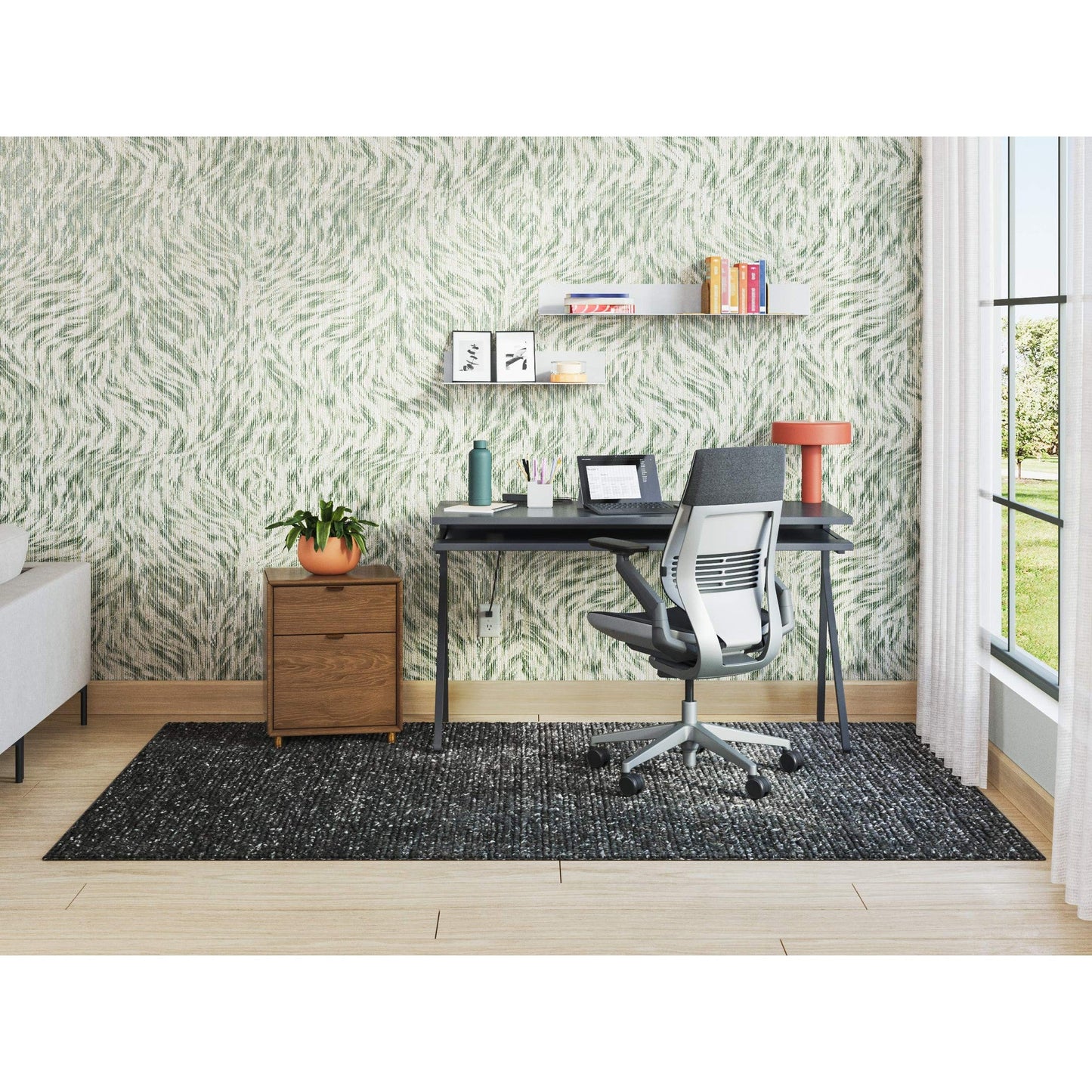 Steelcase Gesture Office Chair - Ergonomic Work Chair with Wheels for Carpet - Comfortable - Intuitive-to-Adjust for Desk - 360-Degree Arms - Licorice Fabric, Dark Frame - Medaid International