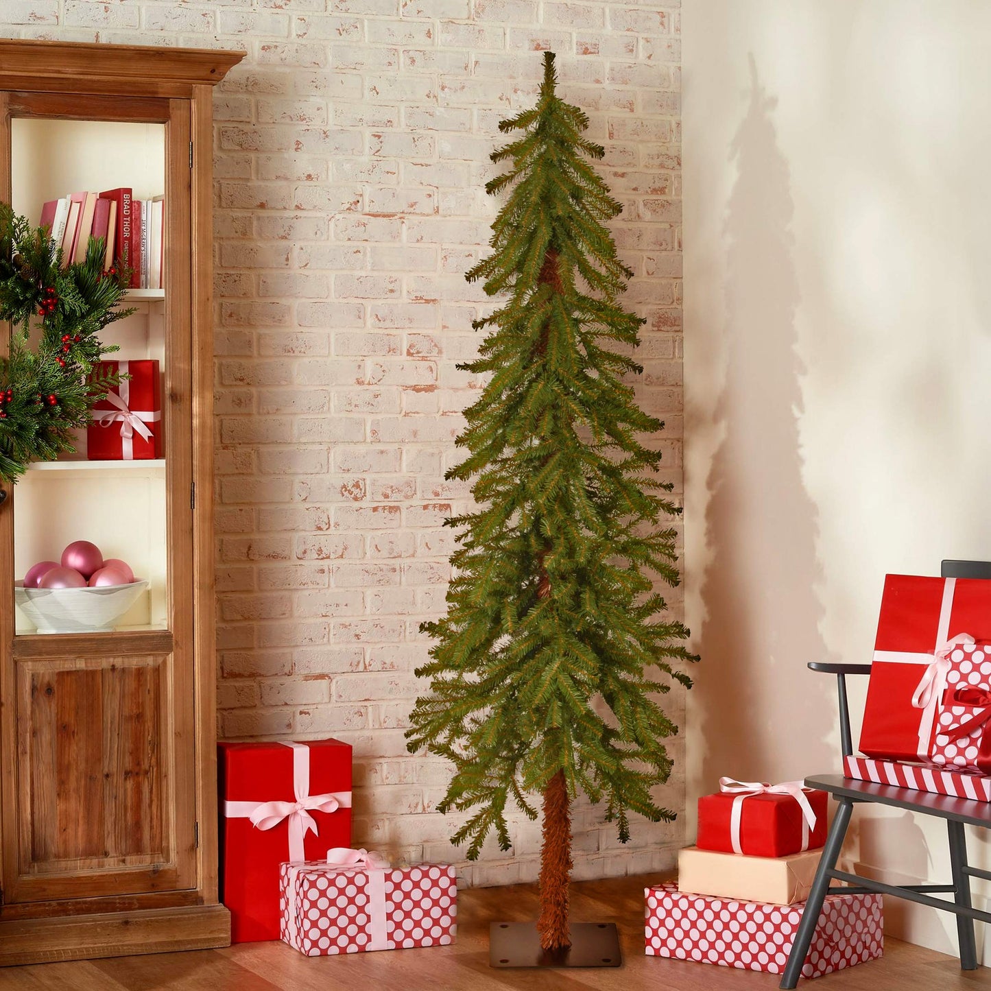 National Tree Company 5 ft Unlit Hickory Cedar Artificial Christmas Tree, 371 Tips, Metal Plate Base, Green - Medaid International