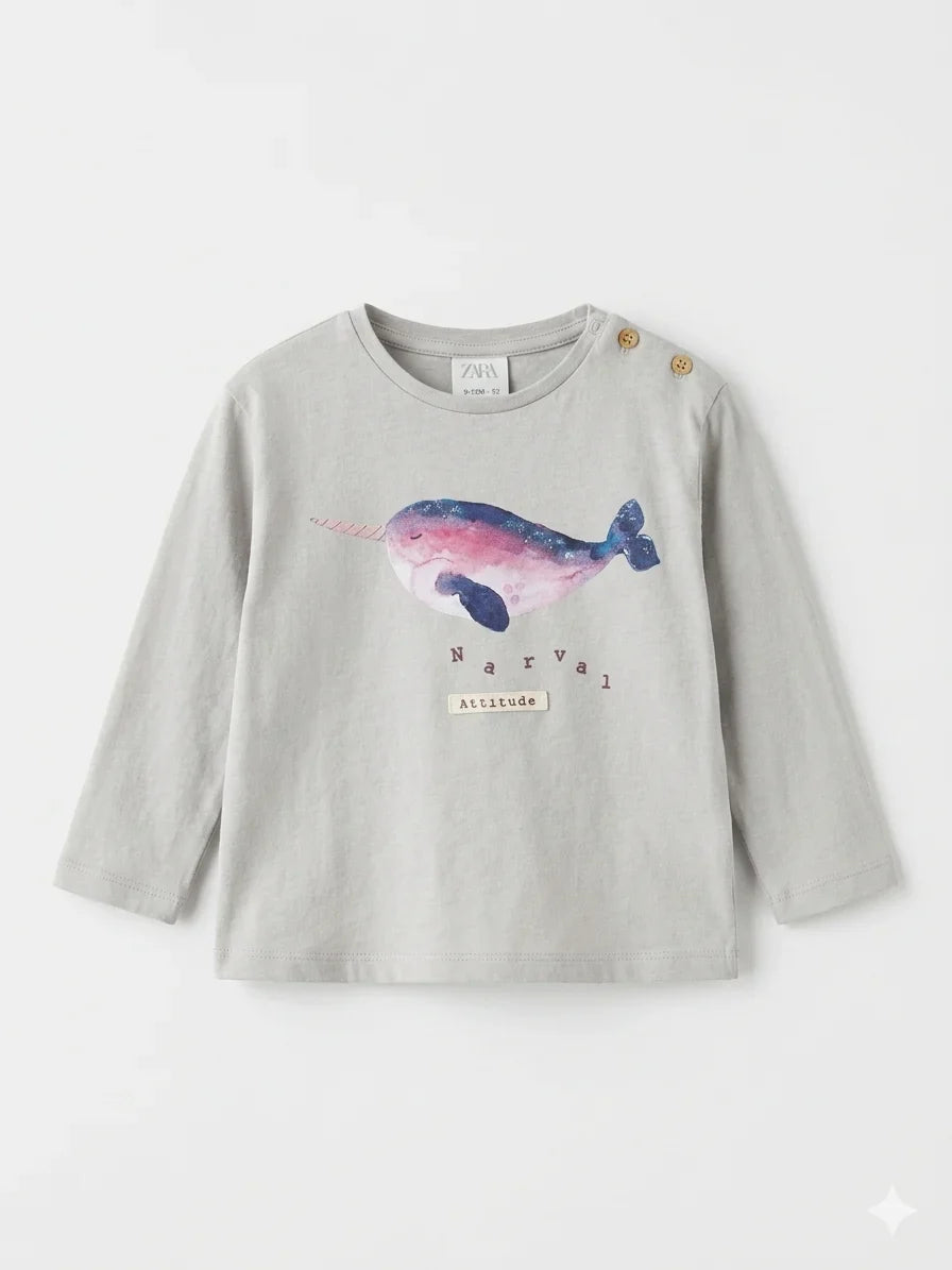 Zara Girl's Light Grey Printed Blouse | Zara In Lebanon