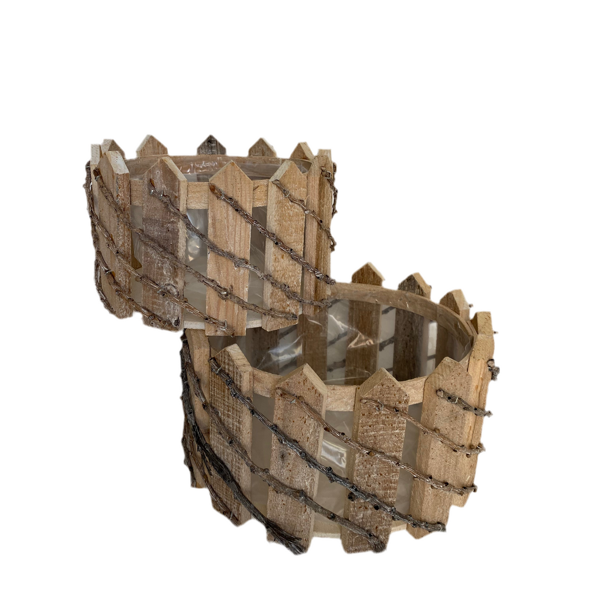 2 PCs Square Wooden Storage Basket Set