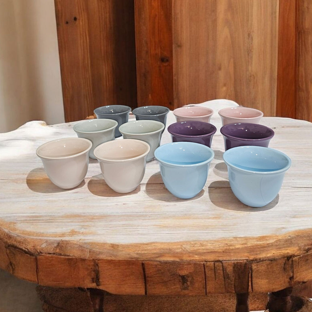 12-Pieces Phoenix Soft Color Arabic Coffee Cups Set