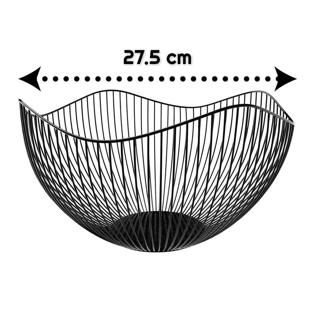 Wavy Metal Fruit Basket Black