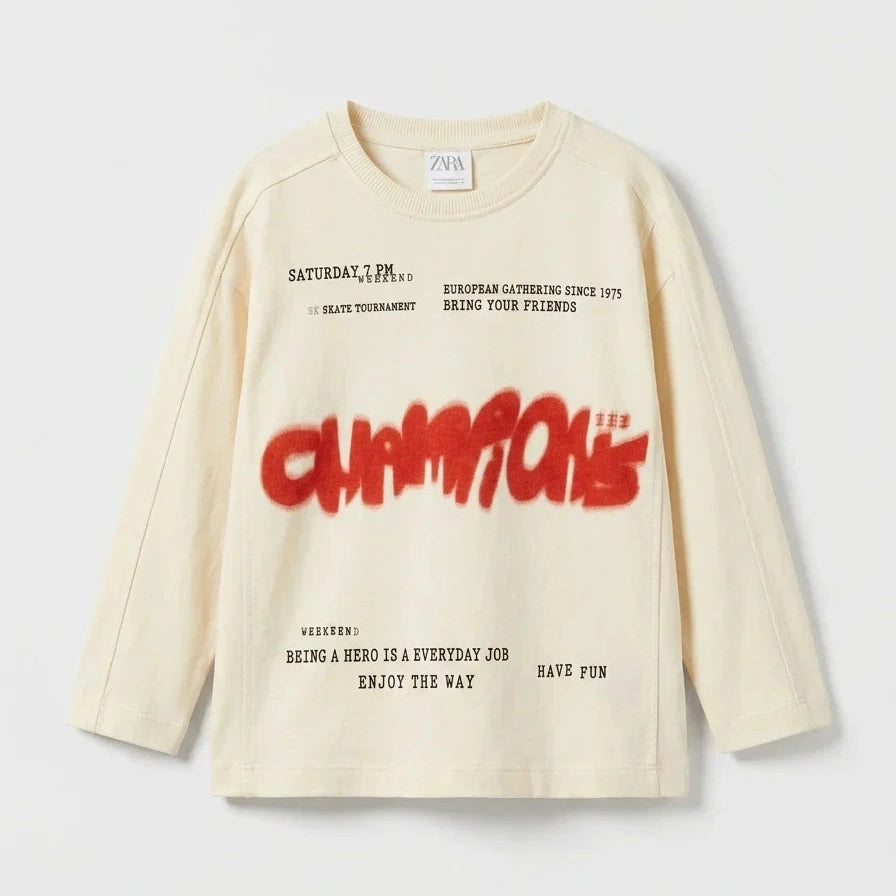 Zara Boy's Off White Printed Blouse | Zara In Lebanon