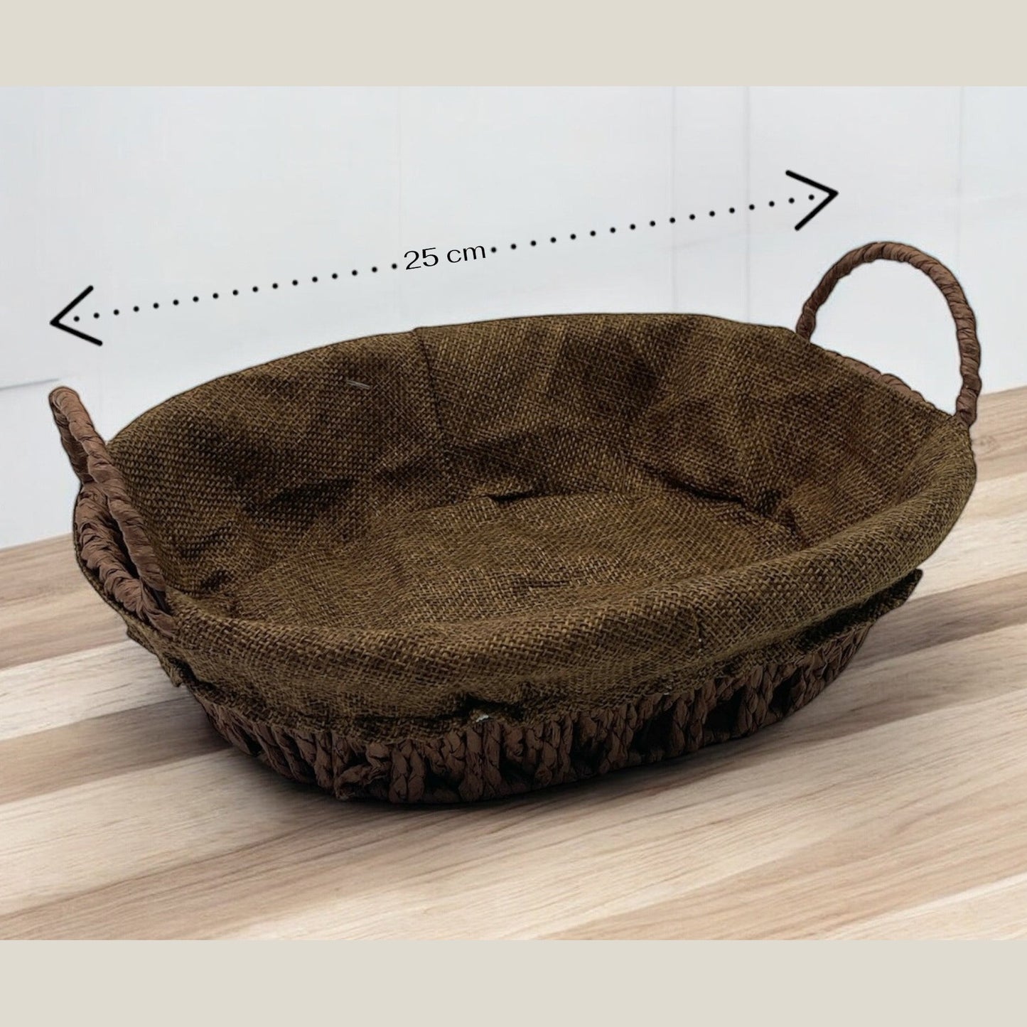 Oval woven bread basket with Jute Liner 25 cm