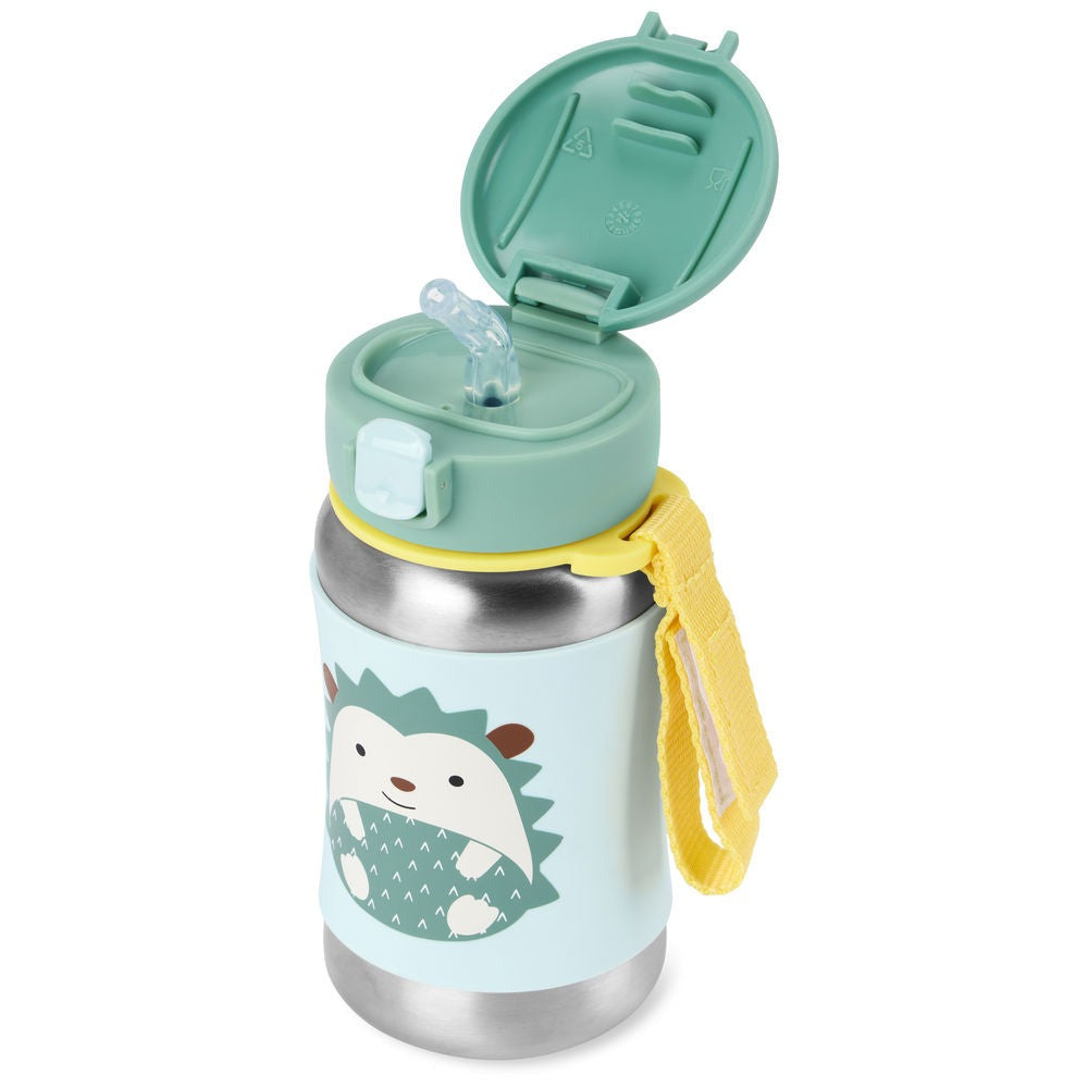 Zoo Stainless Steel Straw Bottle, Hedgehog