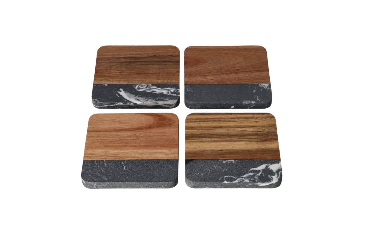 Danny Home Marble & Wooden Coasters Set