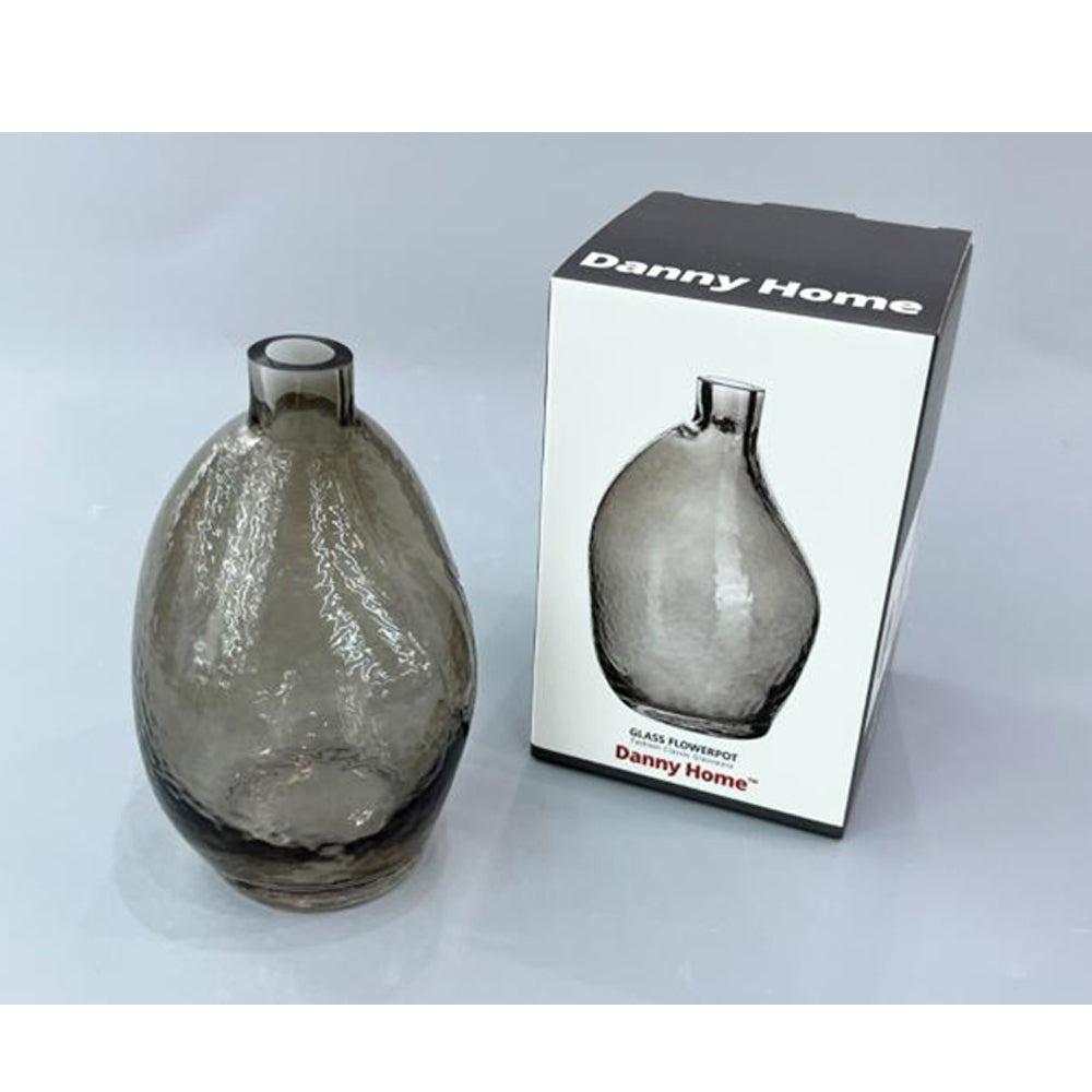 Danny Home Glass Plant Vase Grey 15-cm