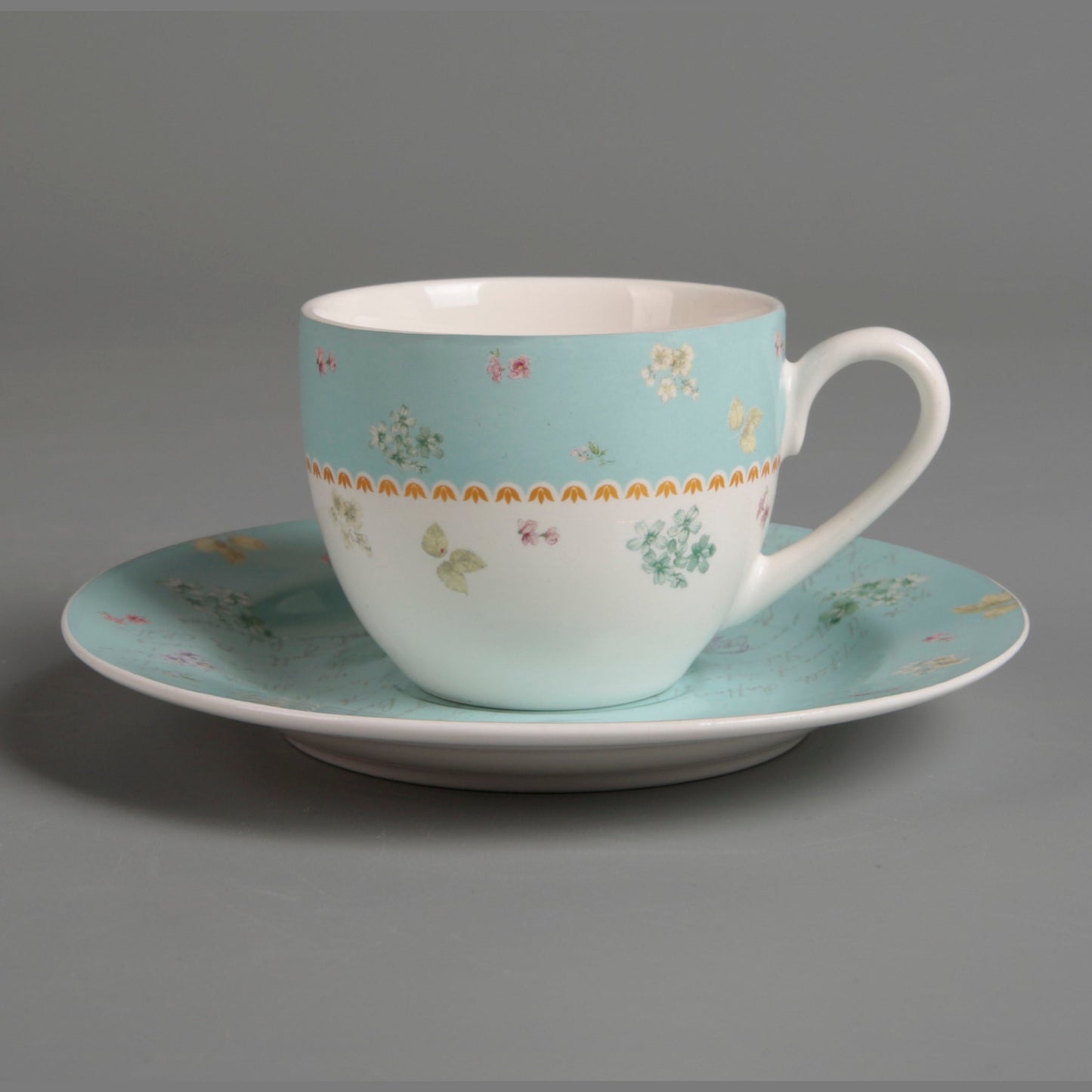 Symphony sky blue décor coffee cup/saucer 6pcs - 10cl