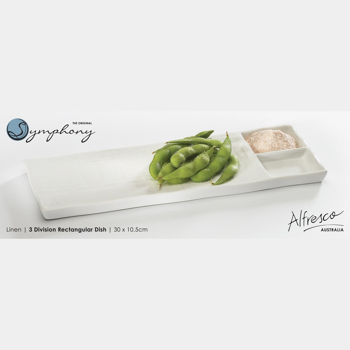 Symphony linen 3 division rectanglular dish - (L:30XW:10.5CM)