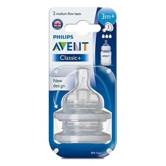 Avent - 2 Classic - Teats Medium Flow - 3 Holes - 3m+