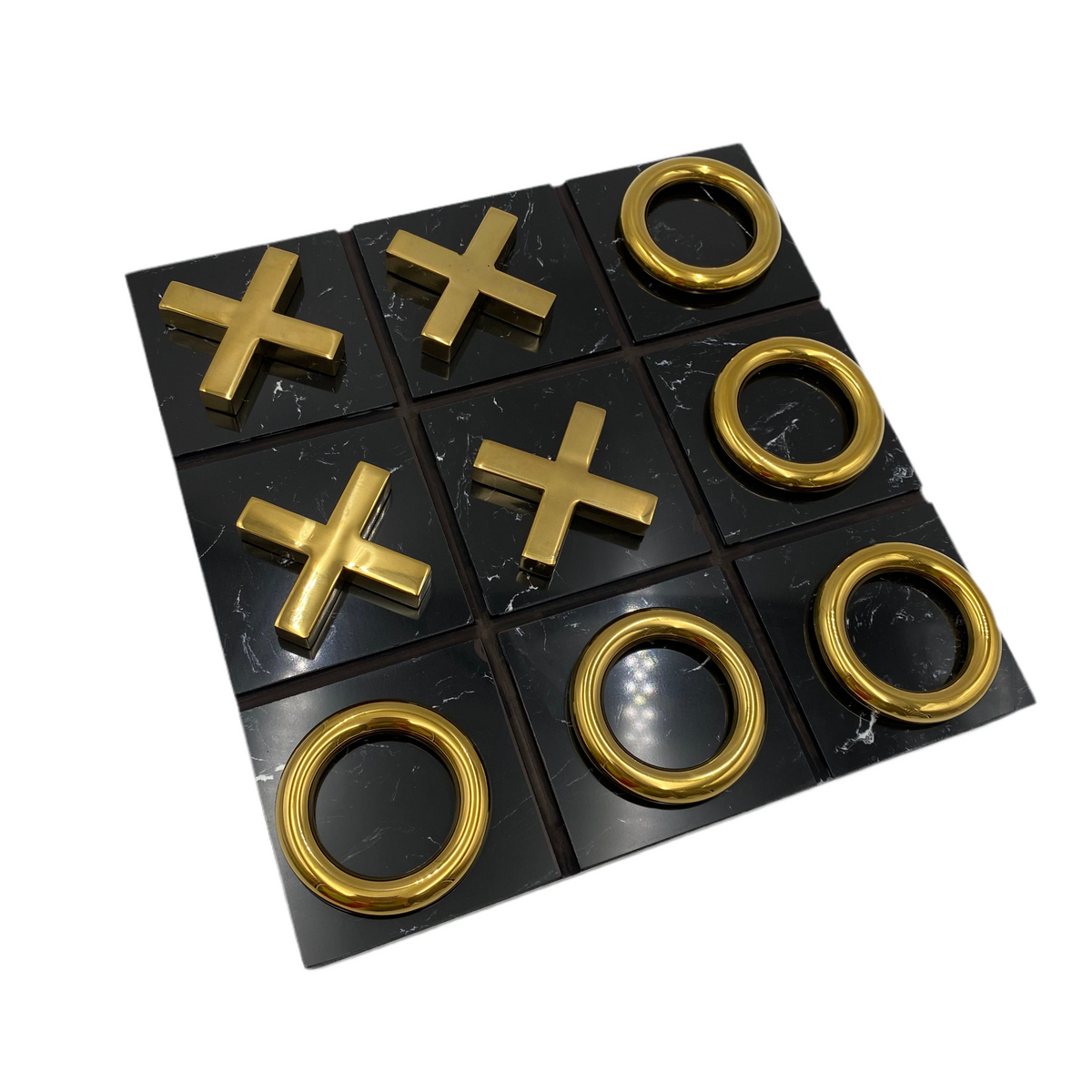 Ornament Marble X/O Board -Black Gold