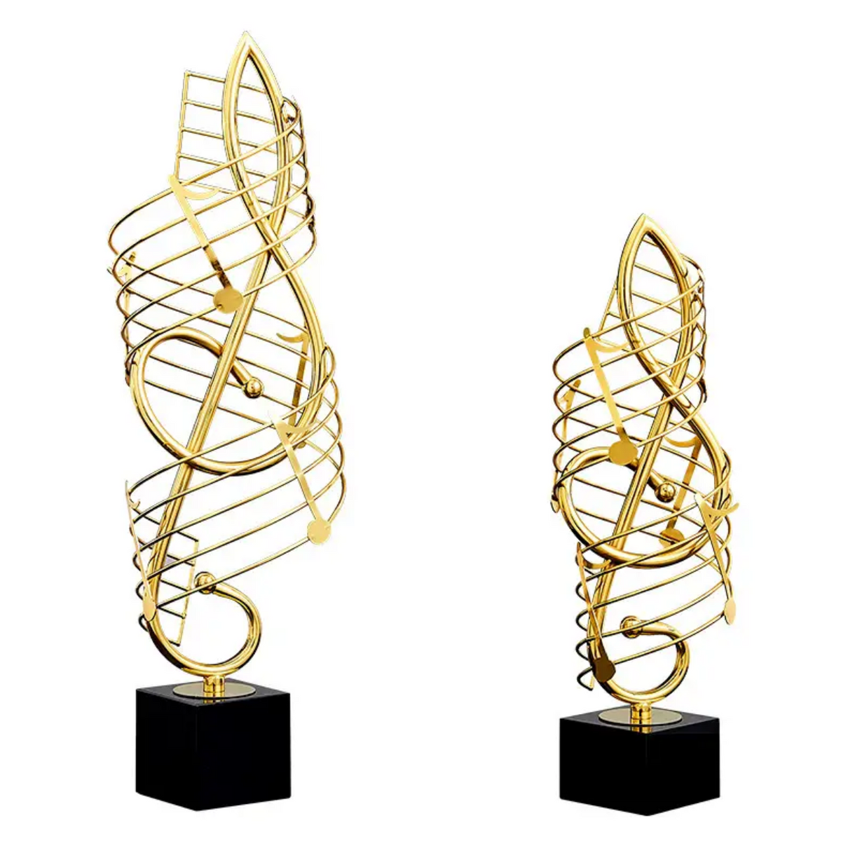 Golden Metal Musical Note Ornament With Marble Base