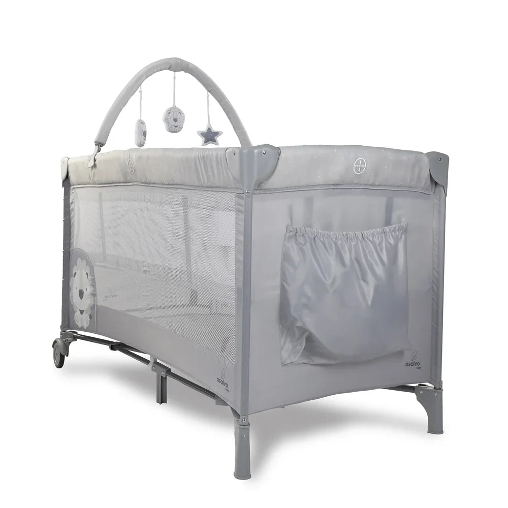 Asalvo - Travel Cot Complet Duo - Baby Lion Grey