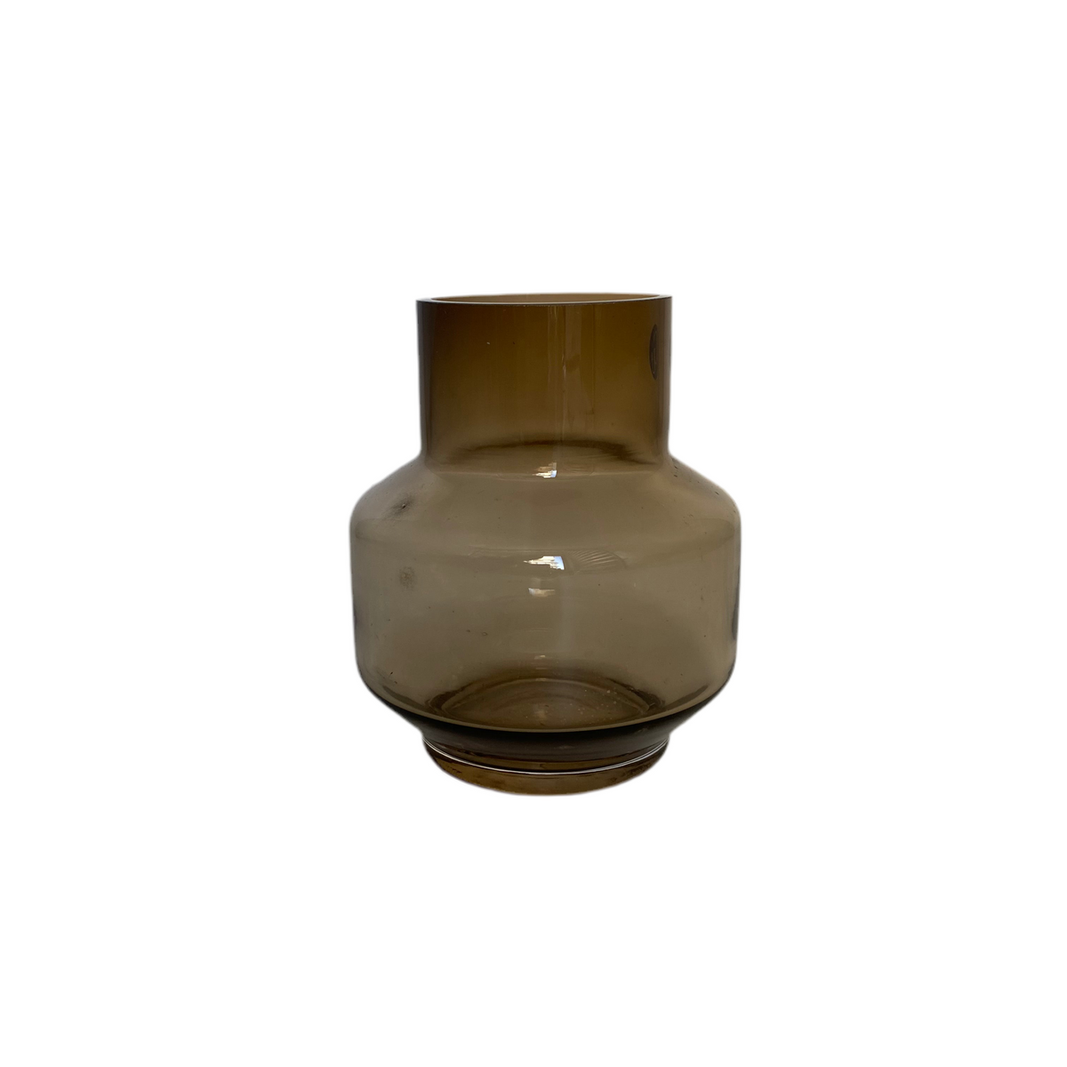 Transparent Brown Glass Round Vase