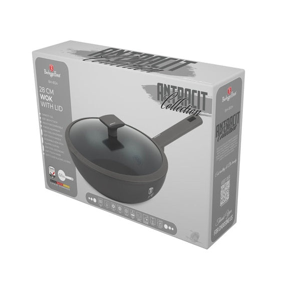 Wok with lid, 28 cm Anthracite